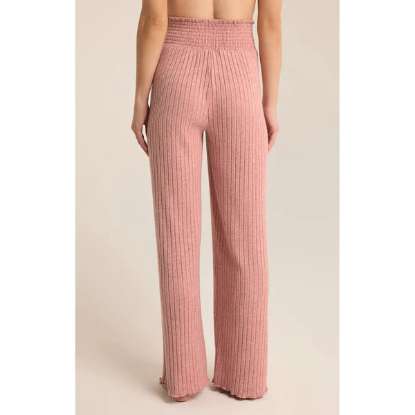 Dawn Smocked Ribbed Pant- Rosebud