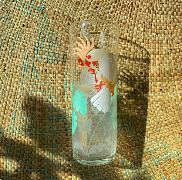 Vintage Drink Set- Cockatiel Highball Glass, Set of 4