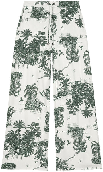 Palm print Toile- Off white and Green