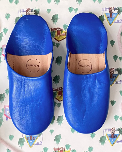 Leather Babouche Slipper- Majorelle Blue