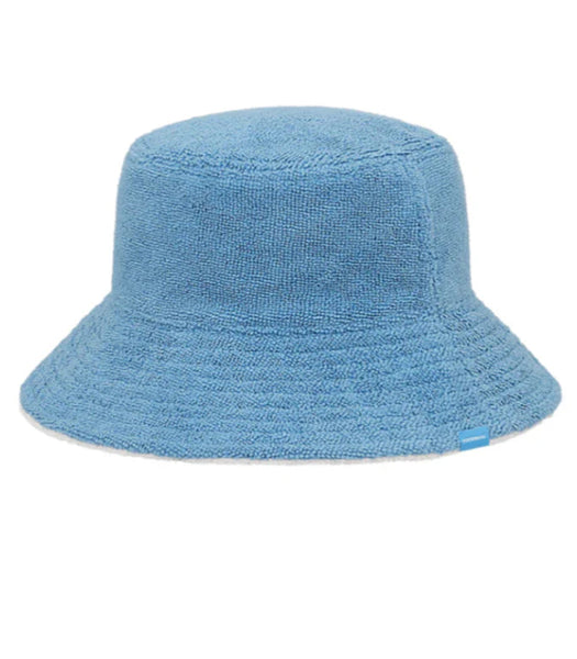 Terry Bucket Hat- Reversible Blue/White
