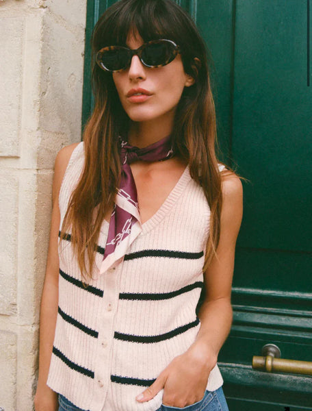 Sycamore Stipe Sweater Vest- Sea Salt