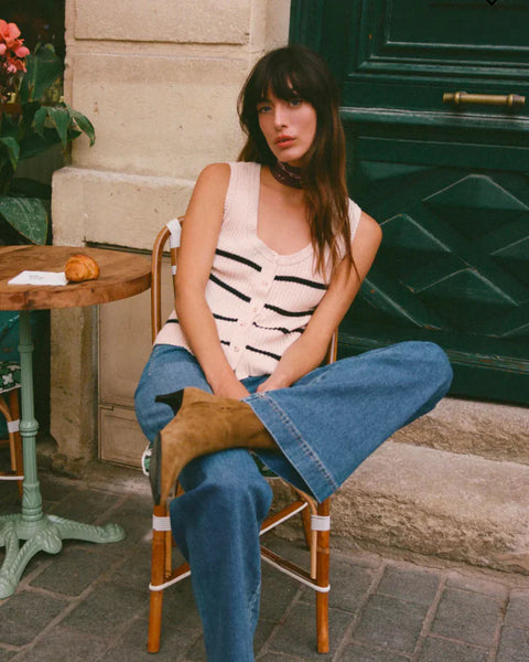 Sycamore Stipe Sweater Vest- Sea Salt