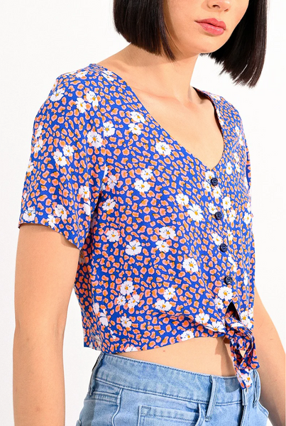 Printed Top With Tie