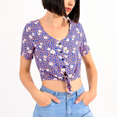Printed Top With Tie
