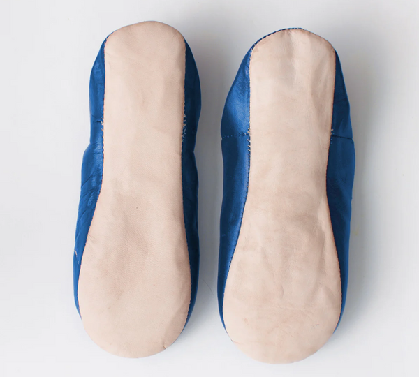 Leather Babouche Slipper- Majorelle Blue