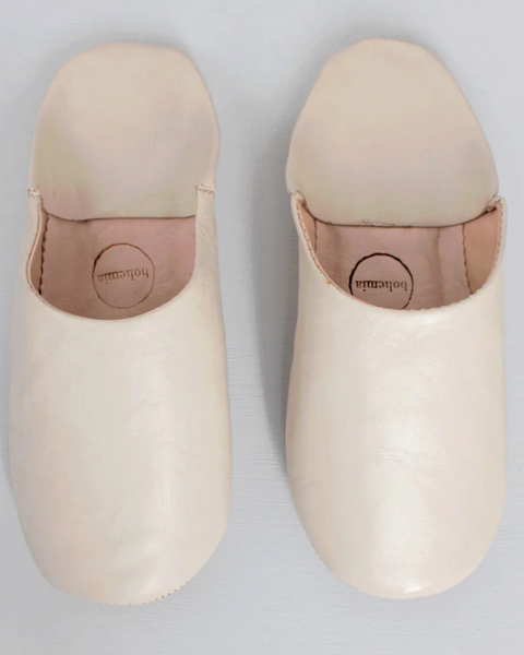Leather Babouche Slipper- Chalk