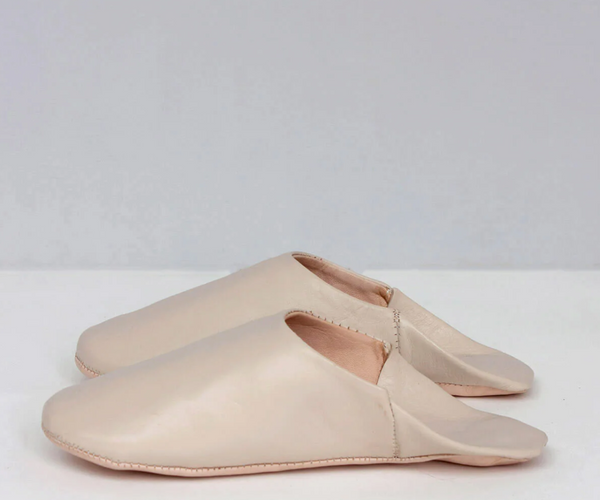 Leather Babouche Slipper- Chalk