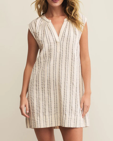 Minna Stripe Mini Dress- Sea Salt