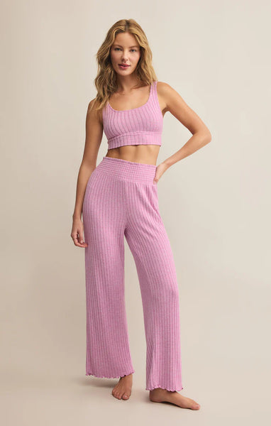 Dawn Smocked Ribbed Pant- Violet Gem