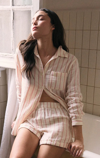 Saturday Stripe Shirt- Bone