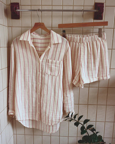 Saturday Stripe Shirt- Bone
