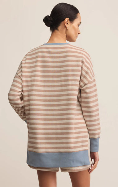 Layer Up Stripe Sweatshirt- Evening Sand
