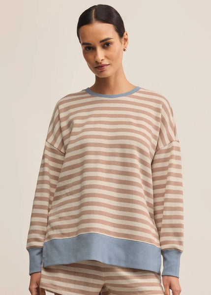 Layer Up Stripe Sweatshirt- Evening Sand