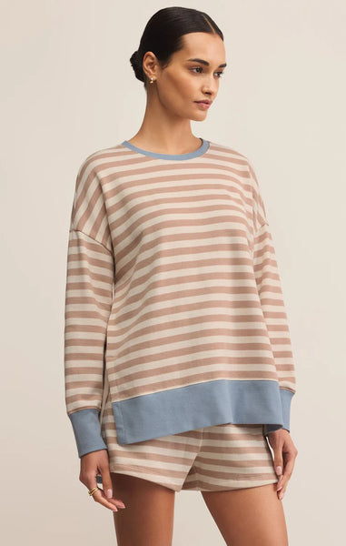 Layer Up Stripe Sweatshirt- Evening Sand