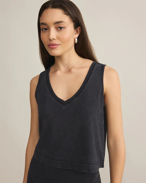 Sloane V-Neck Top-Black