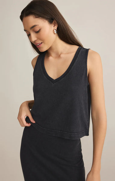 Sloane V-Neck Top-Black