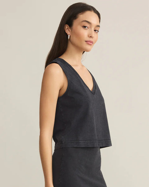 Sloane V-Neck Top-Black