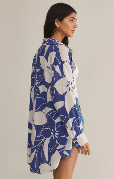 Tomas Madero Leaf Button Up- Riviera Blue
