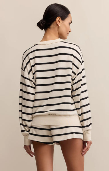 Stand out Striped Sweatshirt- Crystal
