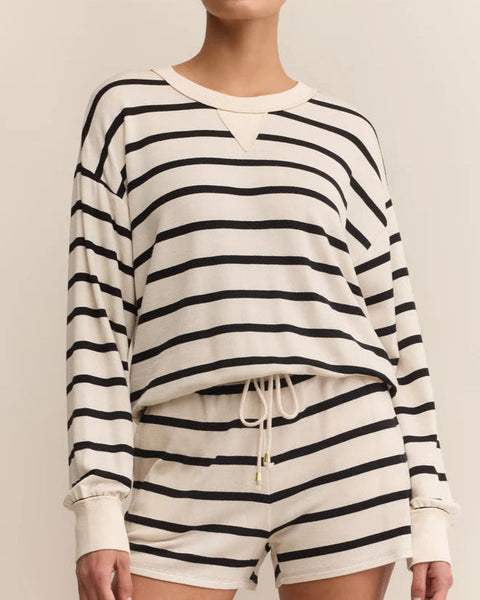 Stand out Striped Sweatshirt- Crystal