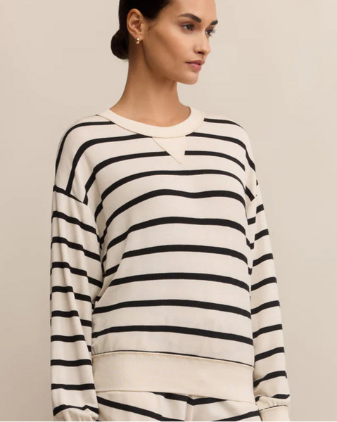 Stand out Striped Sweatshirt- Crystal