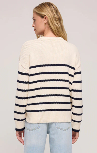 Boyfriend Stripe Sweater- Sea Salt