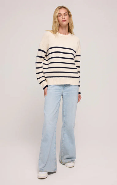 Boyfriend Stripe Sweater- Sea Salt
