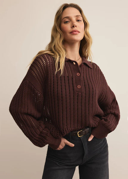 Looking Glass Polo Sweater- Sandalwood
