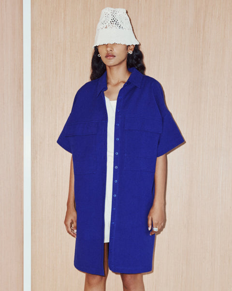 Veil Shirt Dress- Saphire