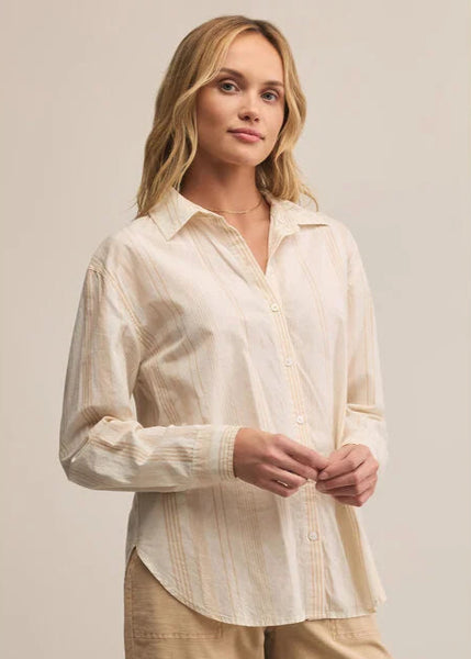 Seaport Striped Shirt- Buscuit