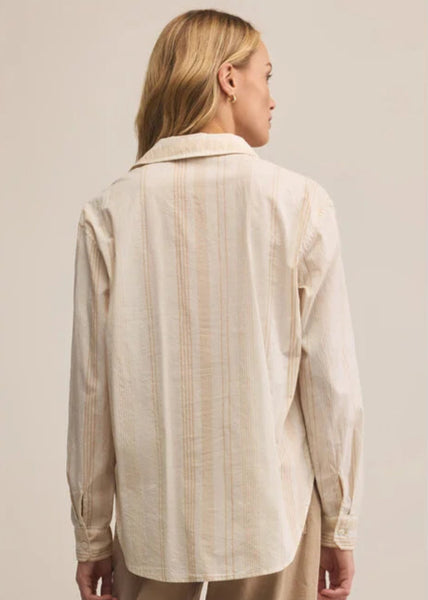 Seaport Striped Shirt- Buscuit