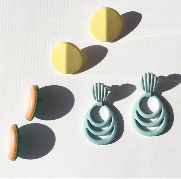Milky Plastic Earrings- Vintage