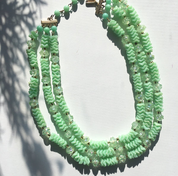 Minty Waves Necklace- Vintage
