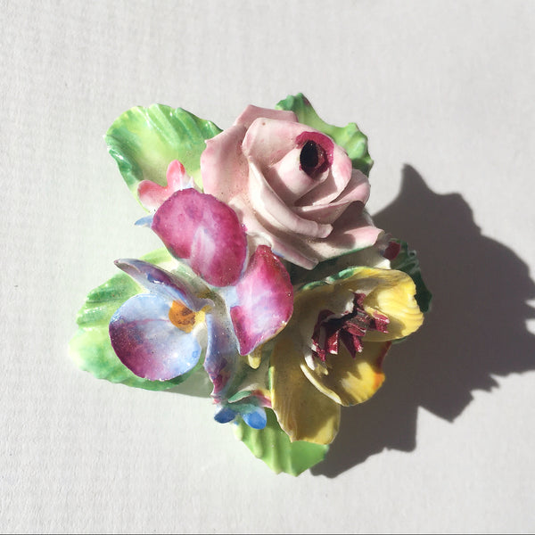 English Porcelain Flower Brooch- Vintage