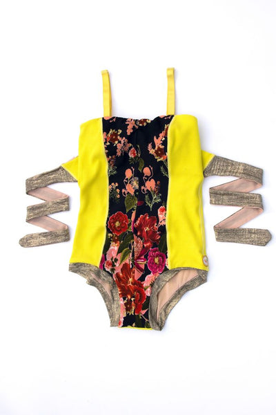The Water Lily Suit in Chartreuse/Floral