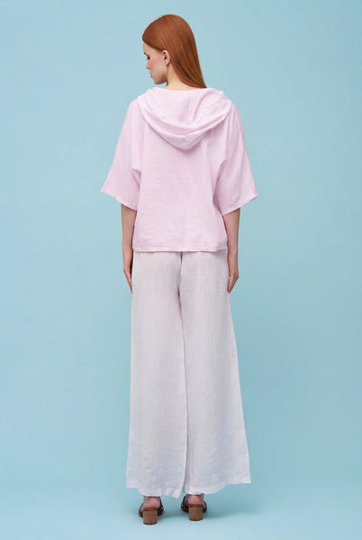Linen Beach Hoodie- Icy Pink