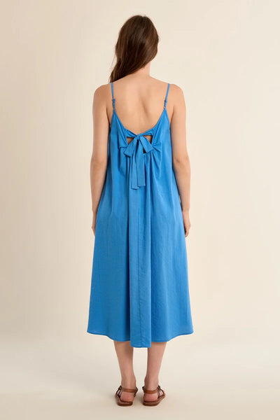 Open Back Tie Dress- Blue