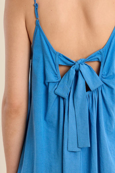 Open Back Tie Dress- Blue