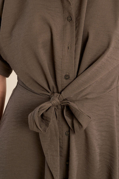Knotted Waist Dress- Khaki