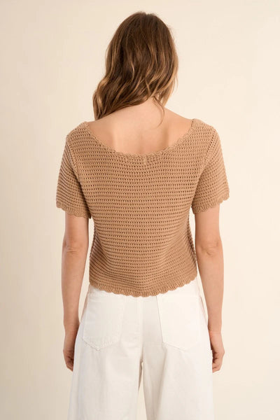 Crochet Knit Cardigan- Sand