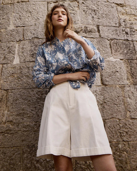 High-Waisted Shorts- Ecru