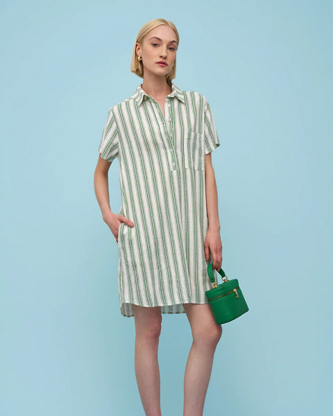 Rose Dress- Green Stripe