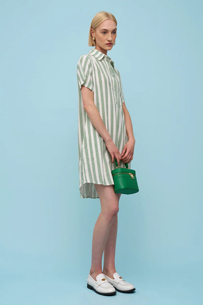 Rose Dress- Green Stripe