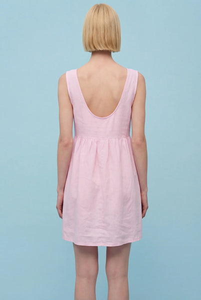 Beach Baby Linen Dress- Icy Pink
