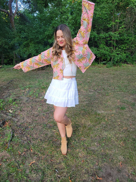 Handmade Reversible Quilted Jacket- Light Pink