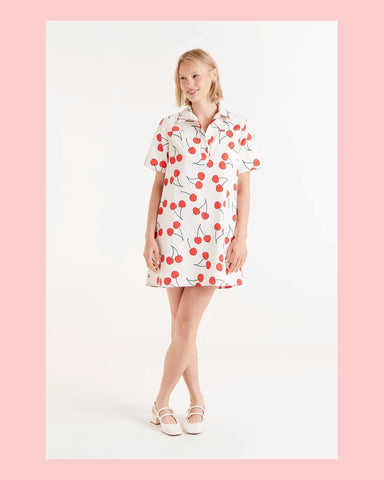 Short Cherry Print Dress