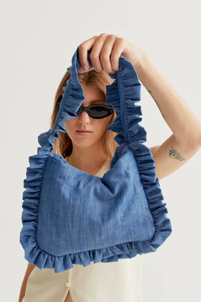 Chambray Ruffle Purse
