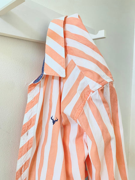 The Beach Shirt- Muskoka Lakes, Coral & White Stripe