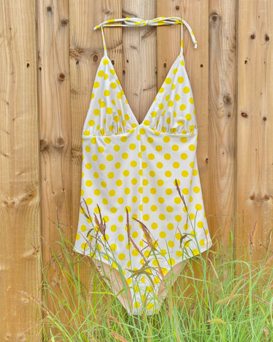Norma, Spaghetti Strap- Yellow Polka Dot & White